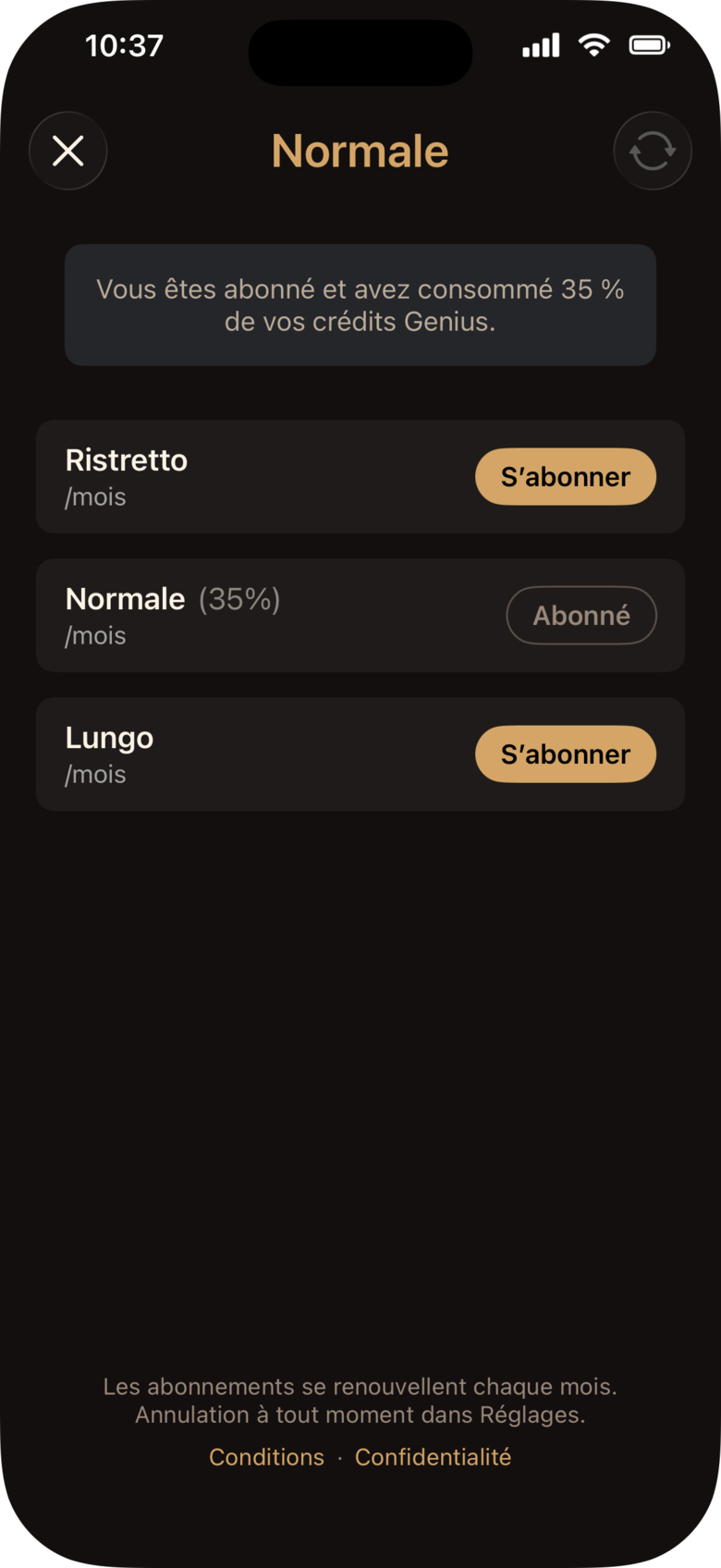 Capture d’écran de l’app ShotGenius 10
